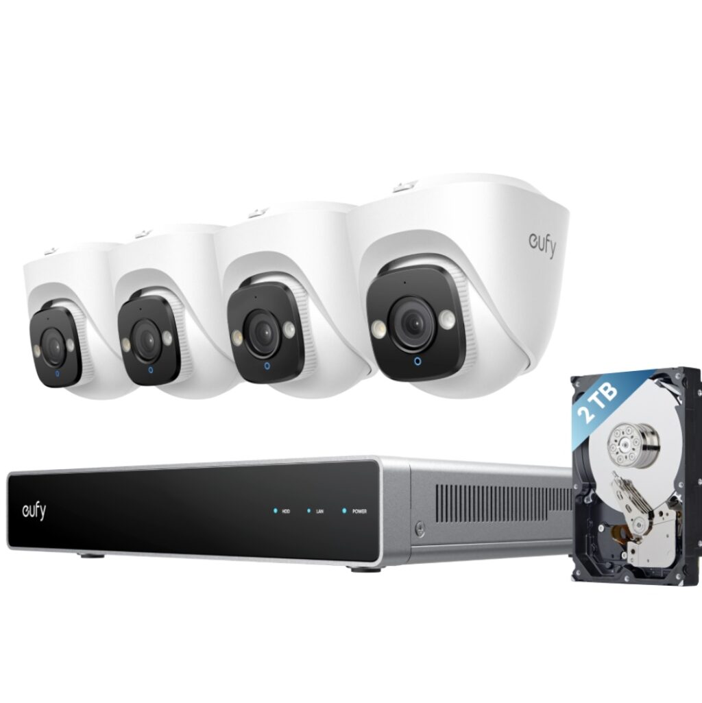 Zestaw 4-kamer zewnętrznych kopułkowych E41 Eufy PoE NVR 4K