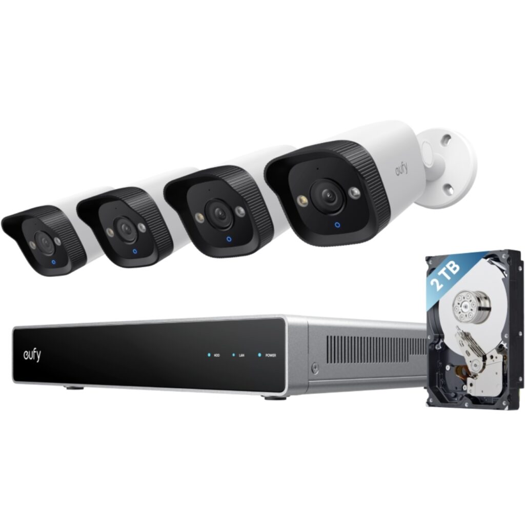 Zestaw 4 kamer zewnętrznych tubowych E40 Eufy PoE NVR 4K