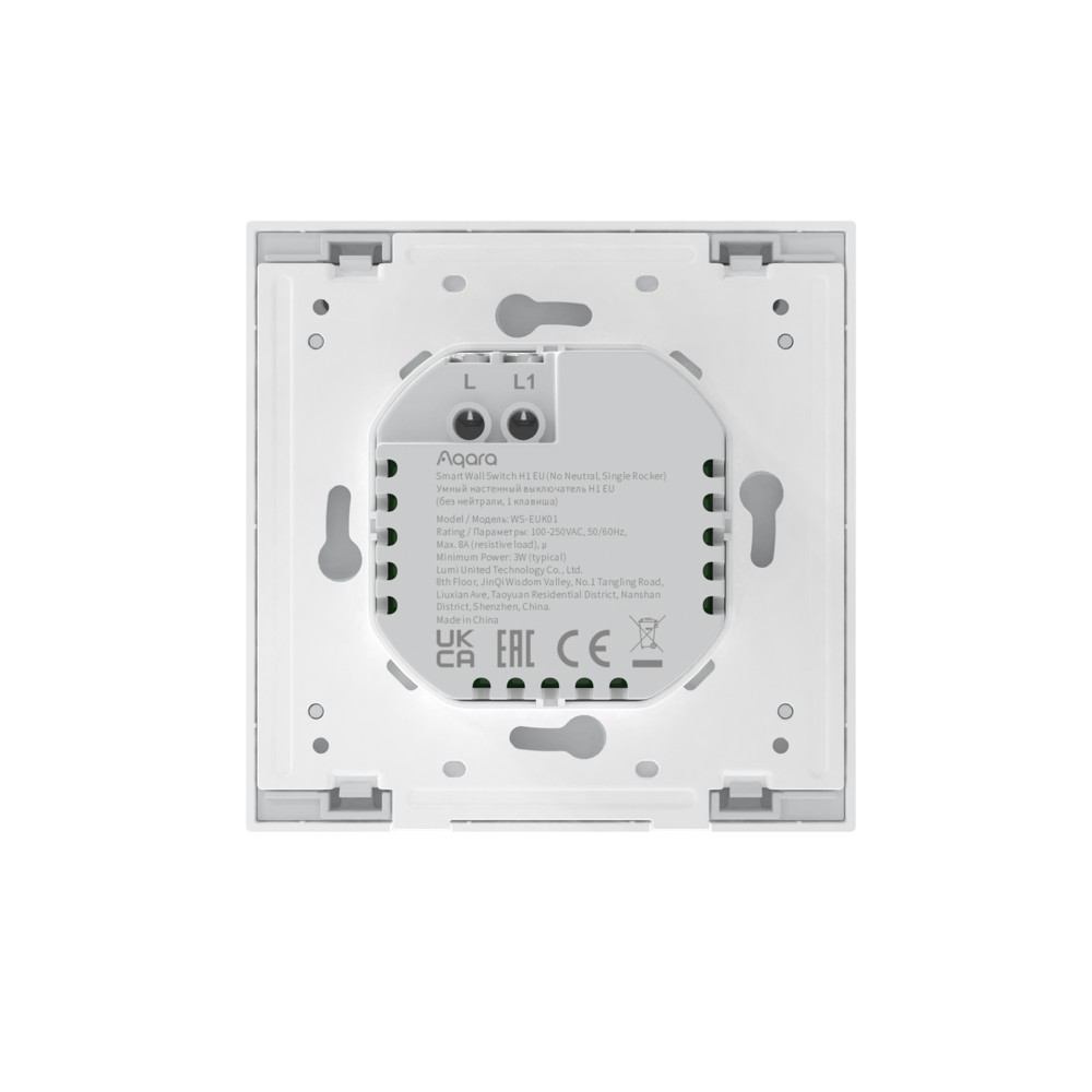 Aqara Wall Single Switch Przełącznik pojedynczy bez neutralnego, Zigbee WS-EUK01 2 Aqara Wall Single Switch Przełącznik pojedynczy bez neutralnego, Zigbee WS-EUK01 - obrazek 2