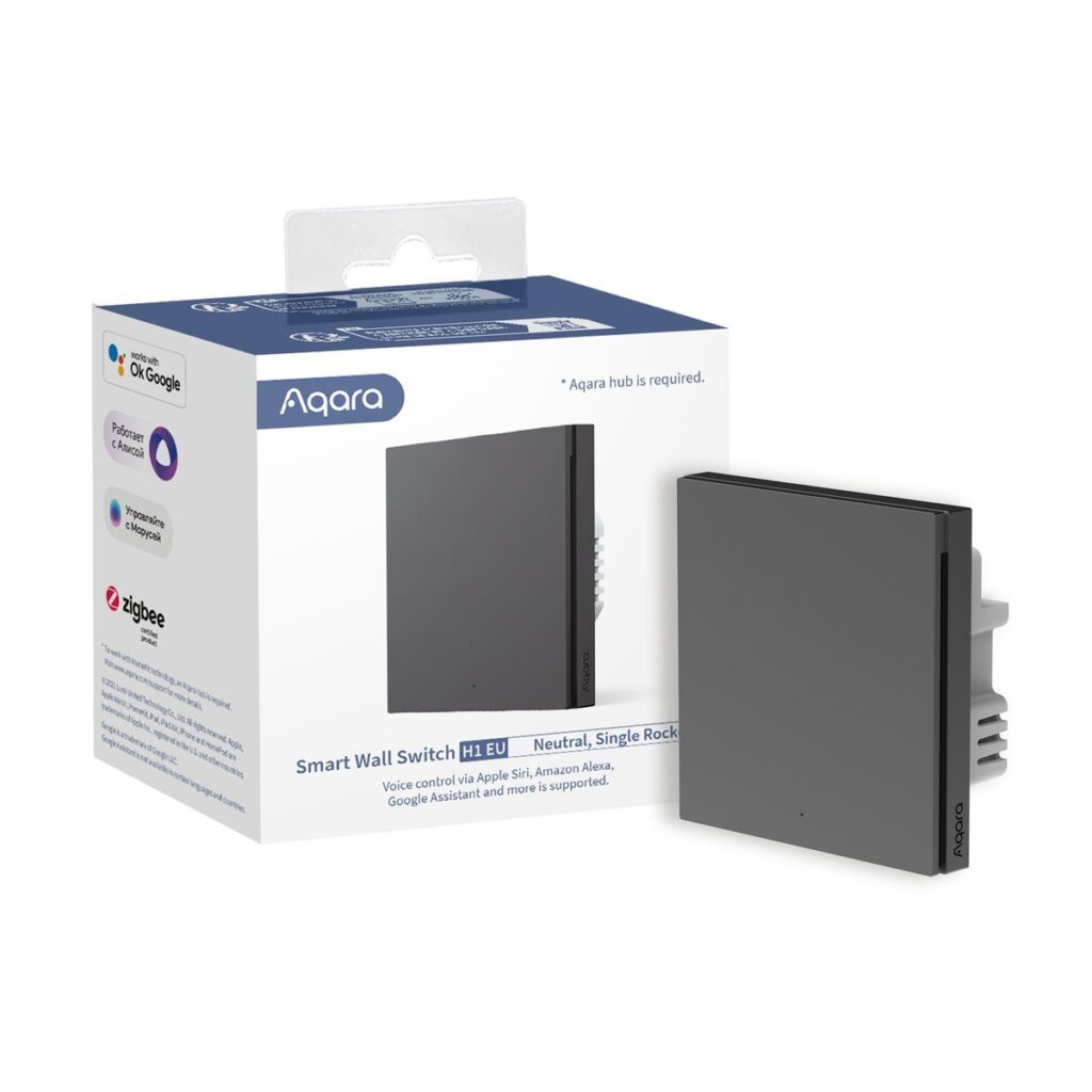 Aqara Smart Wall Switch Szary Przełącznik Pojedynczy z przewodem neutralnym WSEUK03-G