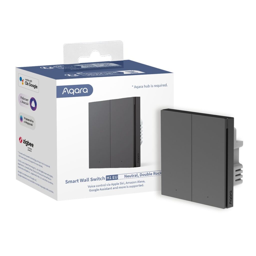 Aqara Smart Wall Switch Szary Przełącznik Podwójny z przewodem neutralnego WS EUK04-G