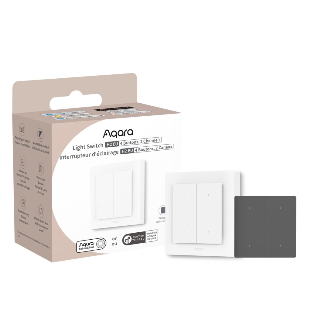 Aqara Light Switch H2 EU Przełącznik 4 przyciski 2 kanały Bluetooth, WiFi, Matter, Thread