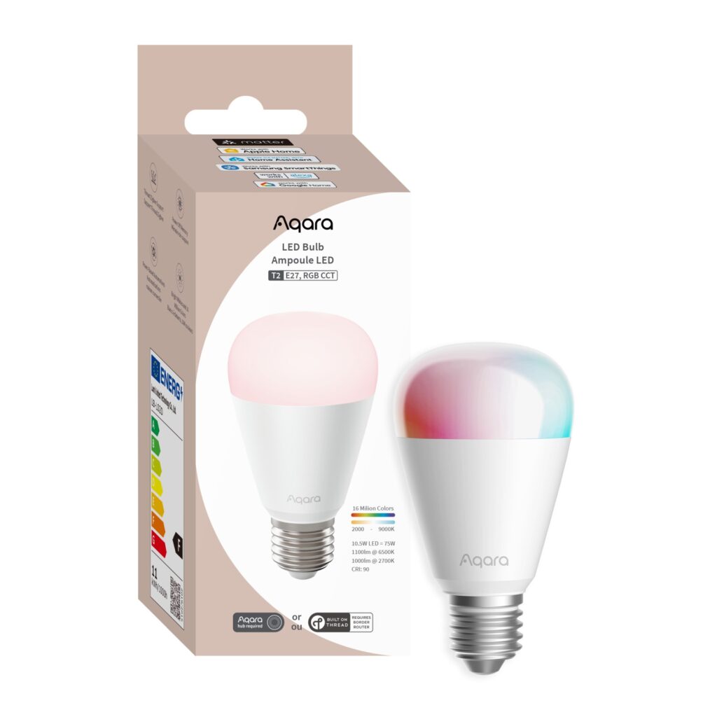 Aqara LED Bulb T2 RGB  E27 Żarówka LED Thread, Zigbee, Bluetooth, 1100lm